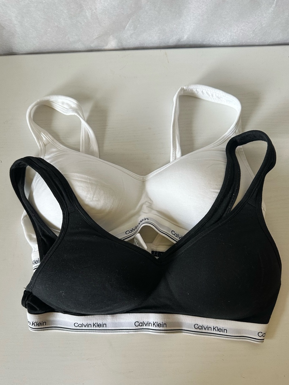 Calvin Klein Wireless Back Clasp Bras Lot of 2 Black and White